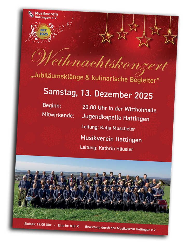 Das Bild zeigt das Plakat zum Weihnachtskonzert des Musikvereins Hattingen